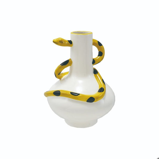 Stoneware Vase with 3D Snake