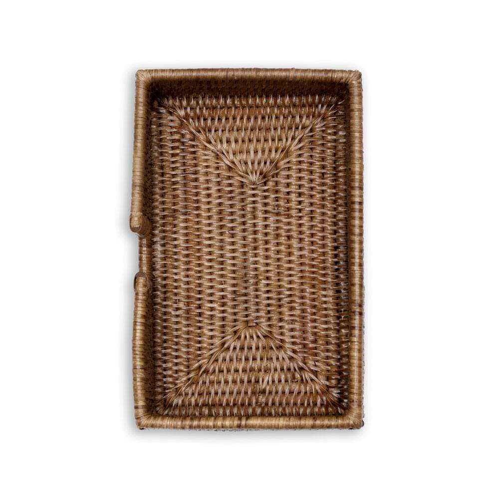 Rattan Guest Towel Napkin Holder in Dark Natural