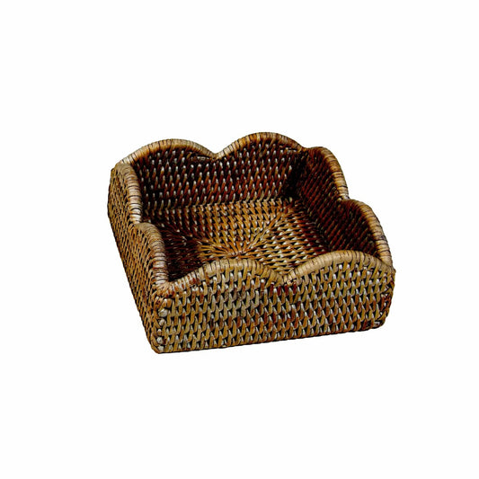 Rattan Scalloped Cocktail Napkin Holder