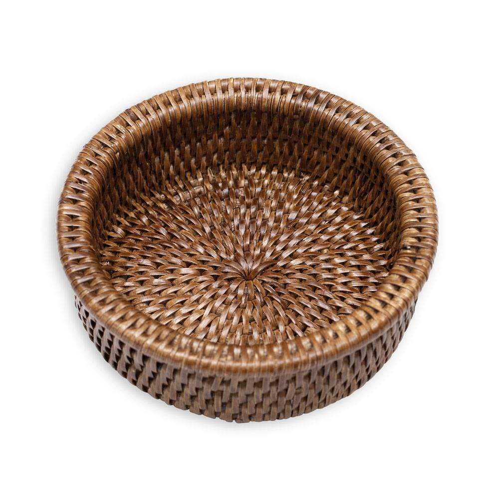 Rattan Wine Bottle Coaster in Dark Natural