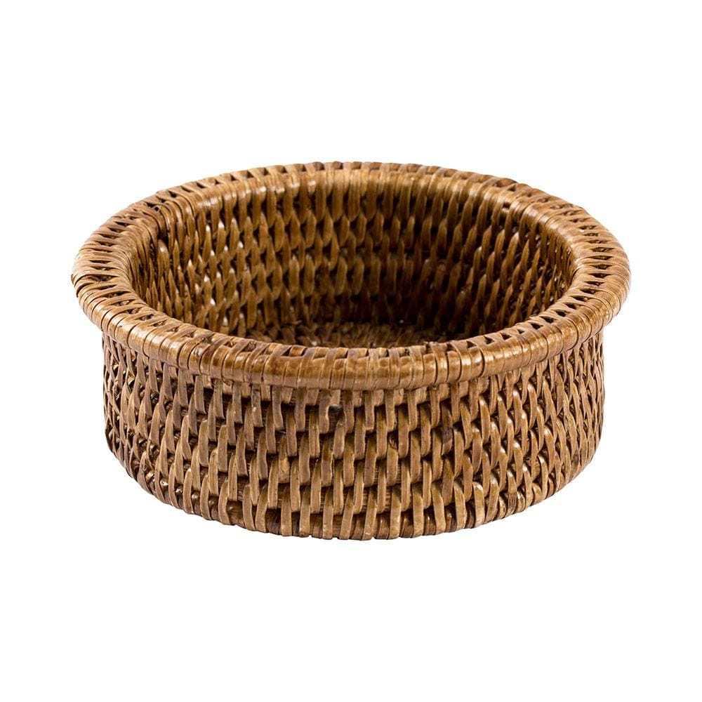 Rattan Wine Bottle Coaster in Dark Natural
