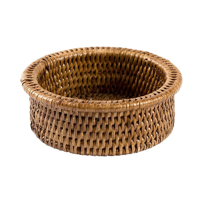 Rattan Wine Bottle Coaster in Dark Natural