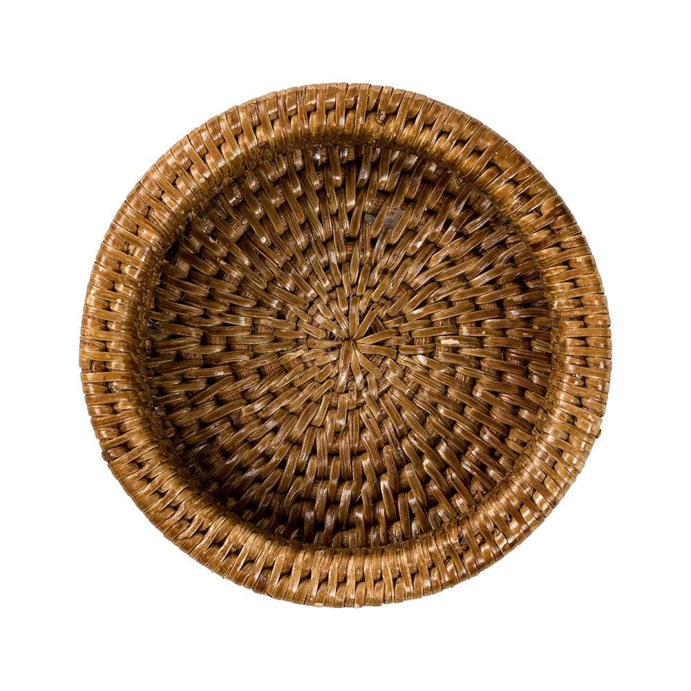 Rattan Wine Bottle Coaster in Dark Natural