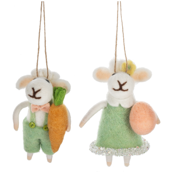 Handcrafted Spring Sheep Figurines