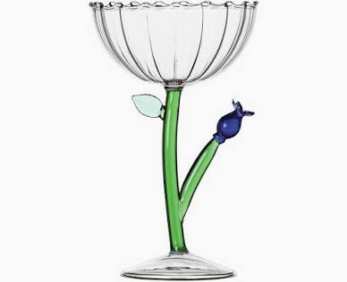 Champagne Bowl Blue Flower