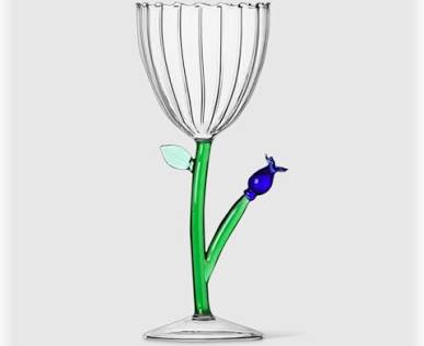 Stemmed Glass Blue Flower