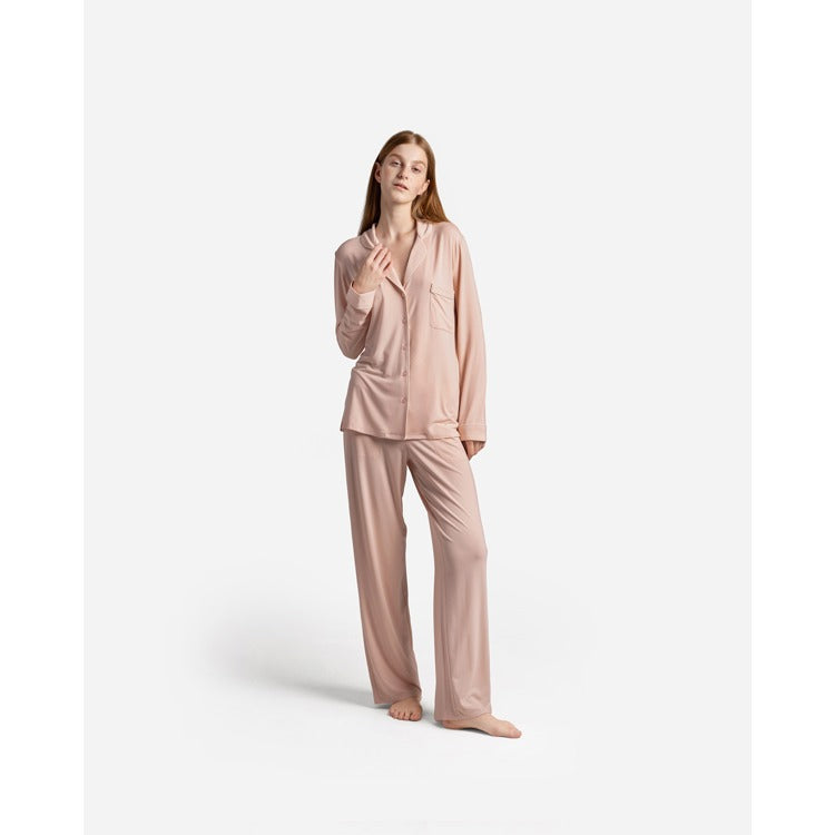 Cooling Modal Long PJ Set - Peach Powder