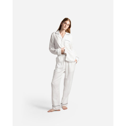 Long PJ Woven Cotton Set - White