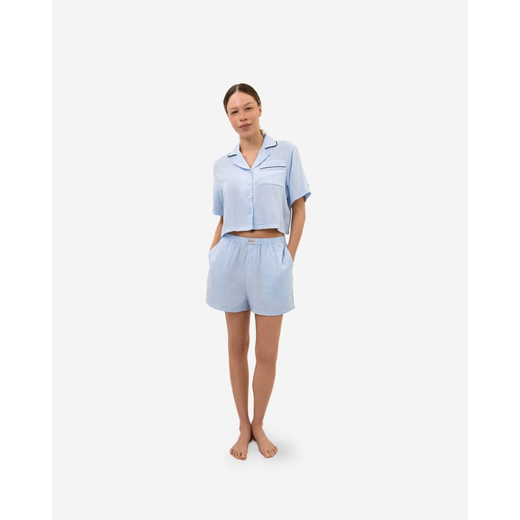 Short PJ Woven Cotton Set - Light Blue