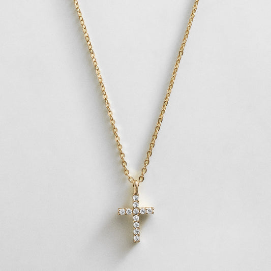Agape 14K Gold Cross Necklace