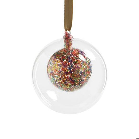 Double Glass Sequin Ball Ornament 6" Large